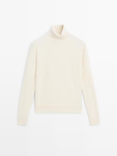 Jersey punto cuello alto mezcla lana - Crudo de Zara