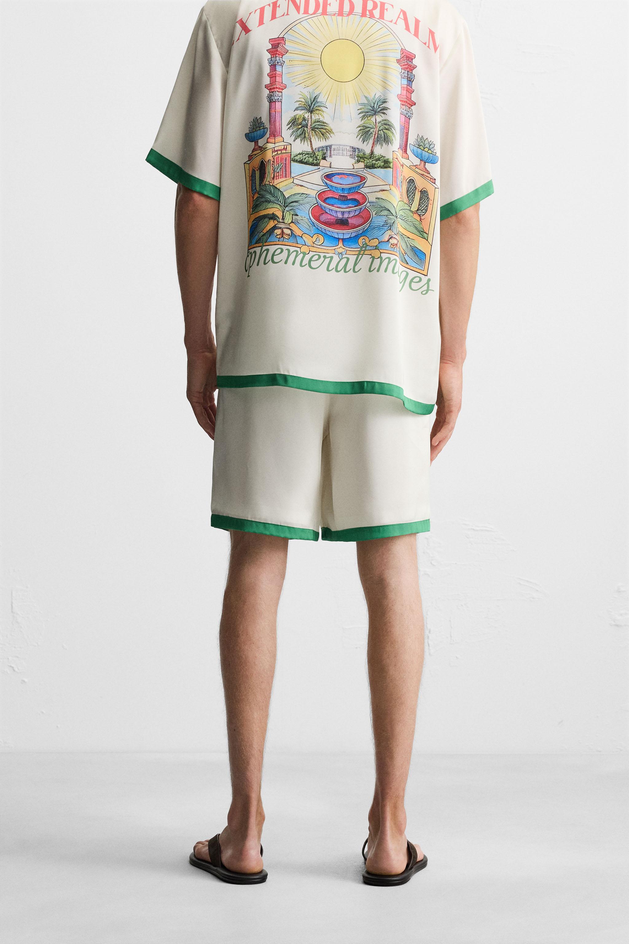 SATIN SHORTS WITH CONTRAST STRIPES
