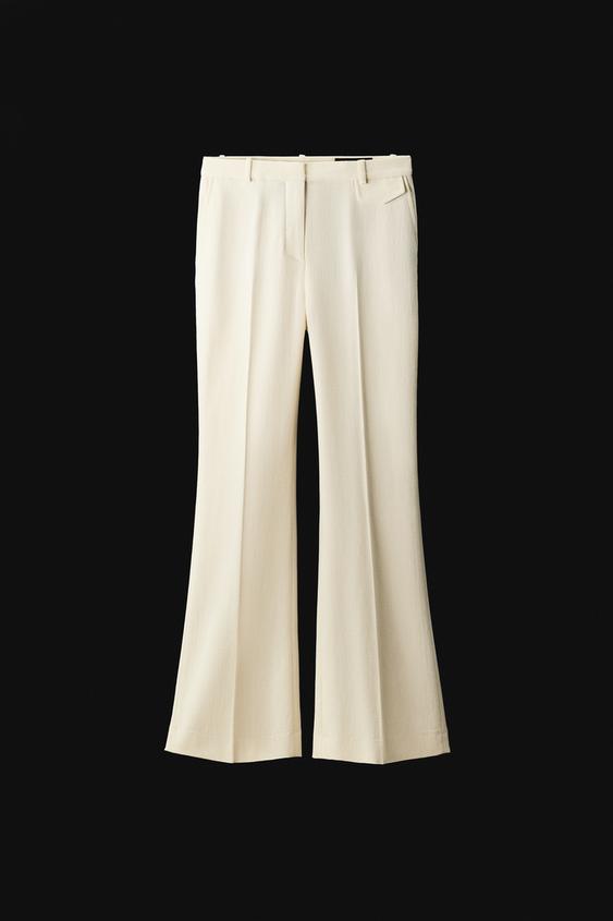 PANTALÓN FLARE TIRO BAJO ZW COLLECTION - Crudo de Zara - Imagen 0