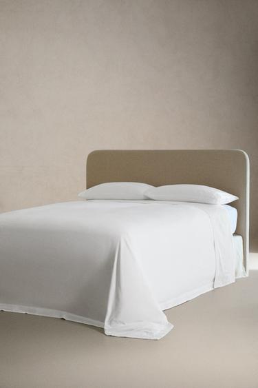 SATEEN FLAT SHEET WITH HEMSTITCHING - White by Zara - Image 1