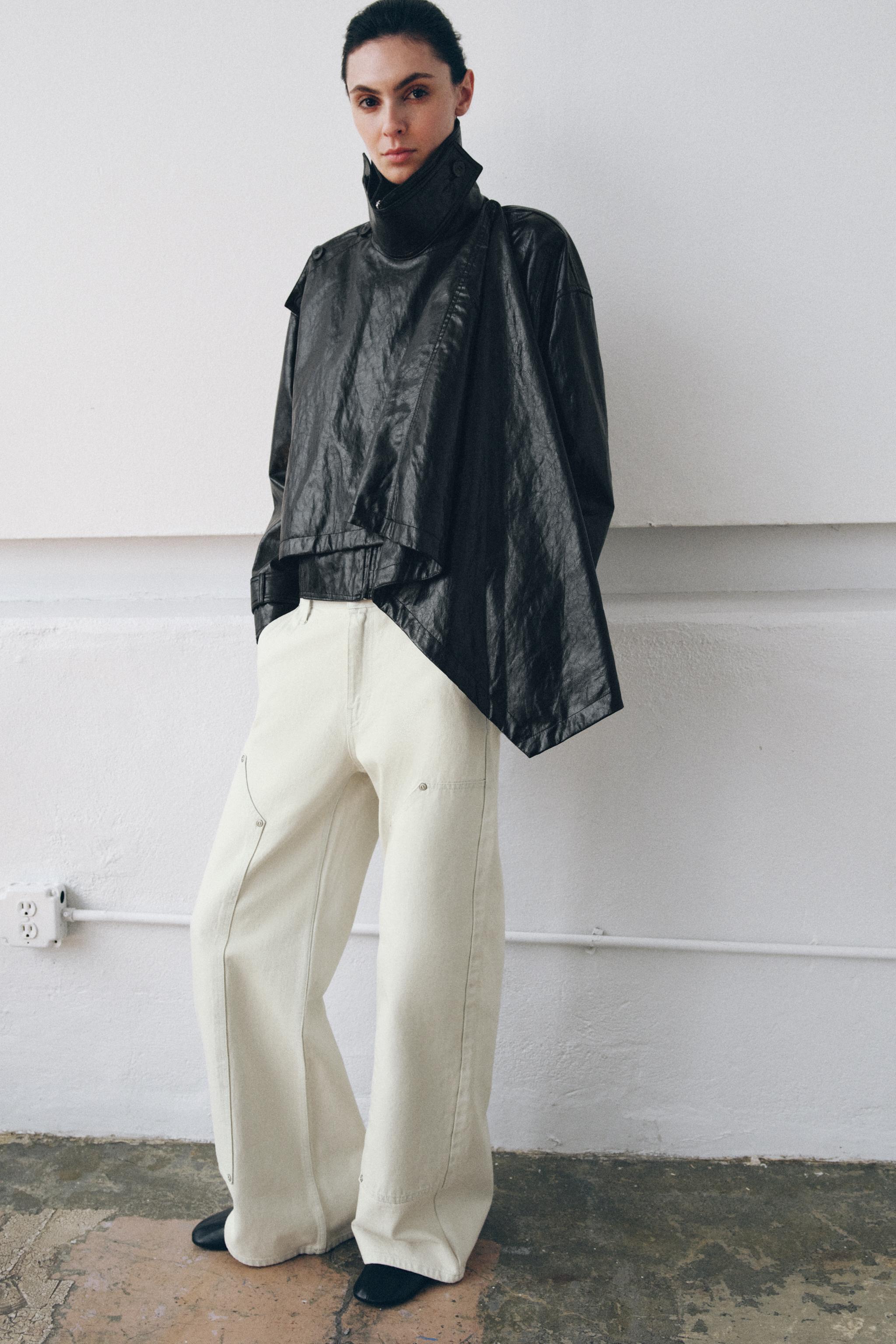 FAUX LEATHER JACKET WITH SCARF ZW COLLECTION
