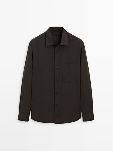 Zara Relaxed fit shirt with pocket - Brown