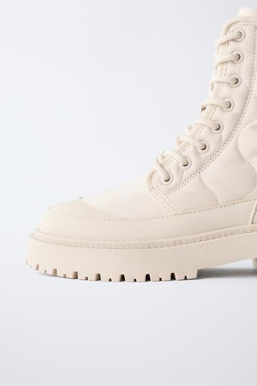 BOTTINES MATELASSÉES - Blanc écru de Zara - Image 5
