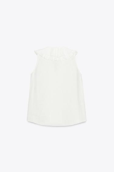 ZW COLLECTION LINEN RUFFLE SHIRT - White by Zara - Image 5