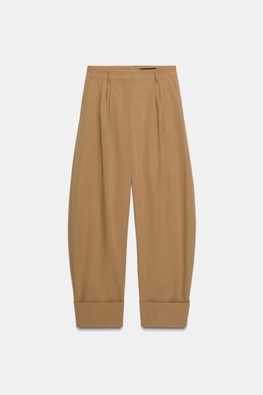 PANTALON CHINO À PINCES ZW COLLECTION - Marron clair de Zara