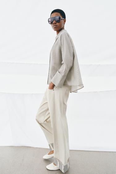 ZW COLLECTION ASYMMETRIC BUTTON-UP SHIRT - Black / White by Zara - Image 2