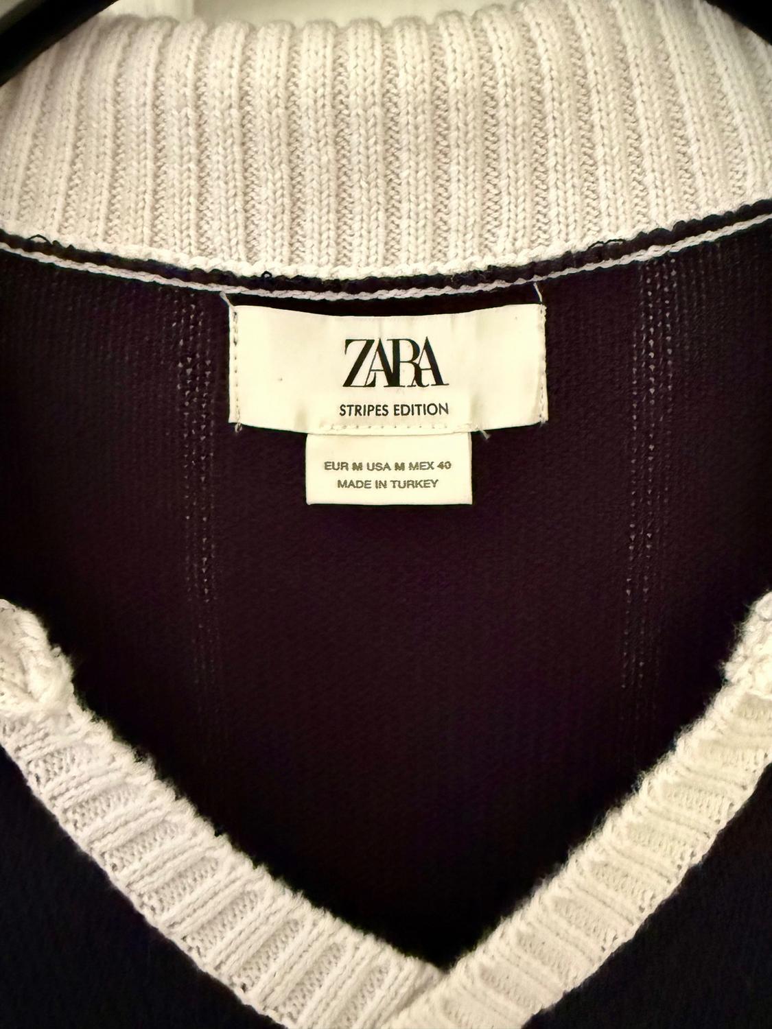 POLO SWEATER, DARK BLUE WITH WHITE DETAILING - Image 3