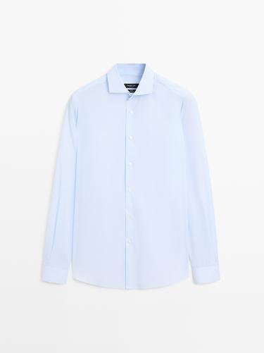 Zara Slim fit 100% cotton shirt - Green stripe - Image 0