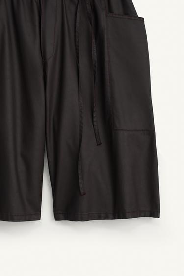 WAXED-EFFECT LYOCELL RELAXED FIT BERMUDA SHORTS - Brown by Zara - Image 8