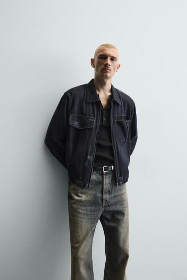 CROPPED FIT RIPPED JACKET - Blue by Zara - Image 6