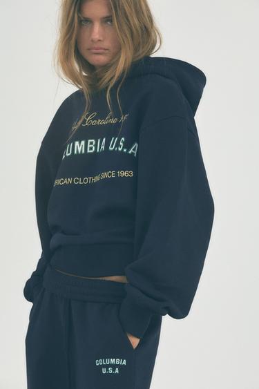 SUDADERA CAPUCHA TEXTO - Marino de Zara