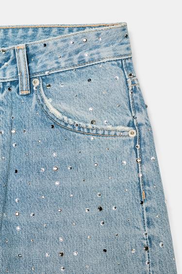 JEANS TRF BAGGY BRILLANTS TAILLE NORMALE - Bleu clair de Zara - Image 2