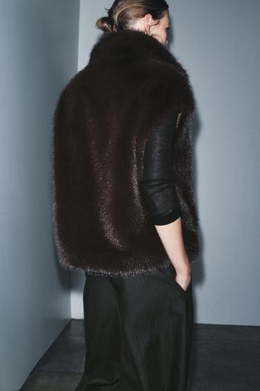 ZW COLLECTION FAUX FUR WAISTCOAT - Brown by Zara - Image 2
