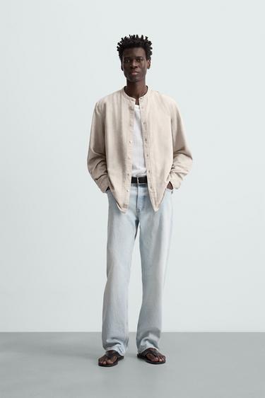 CAMISA LINO - ALGODÓN - Beige claro de Zara - Imagen 0