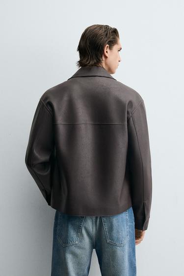 FAUX LEATHER JACKET - Burgundy de Zara - Image 2