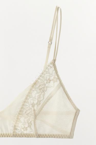 LACE TRIANGLE BRA - Ecru / Beige by Zara - Image 6