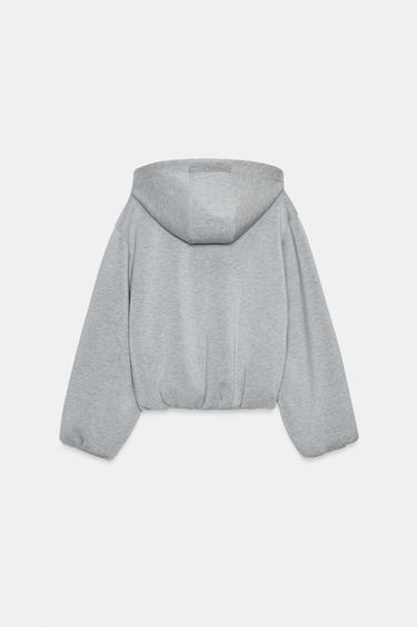 SWEAT BOMBER À CAPUCHE - Gris chiné de Zara - Image 8