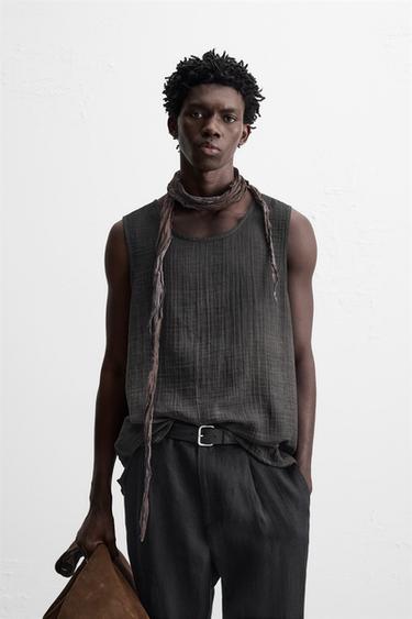 CRINKLED EFFECT TANK TOP - Black by Zara