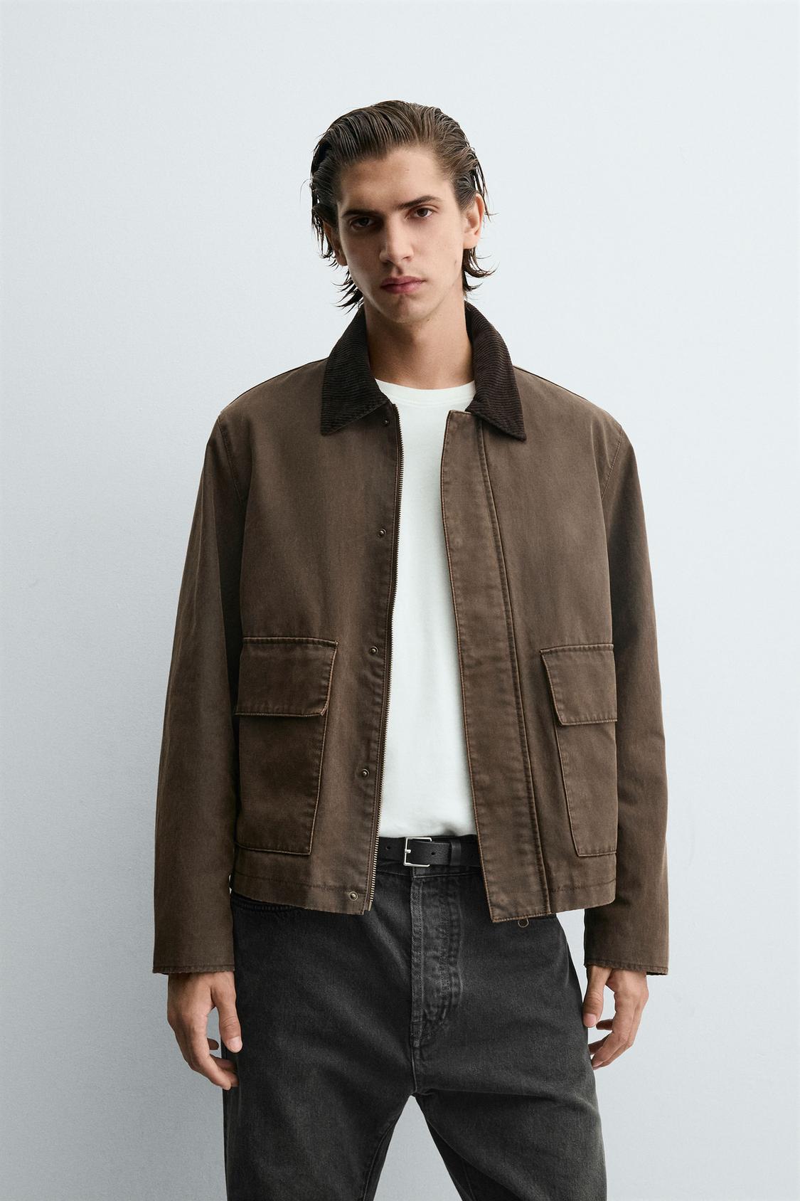 CONTRAST WAXED EFFECT JACKET