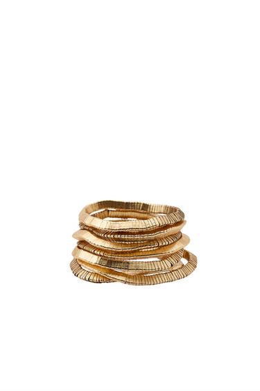 Zara PACK OF 6 ELASTIC BRACELETS WITH METALLIC PIECES - Golden