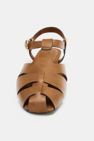 FLAT CAGE SANDALS - Brown by Zara - Image 3