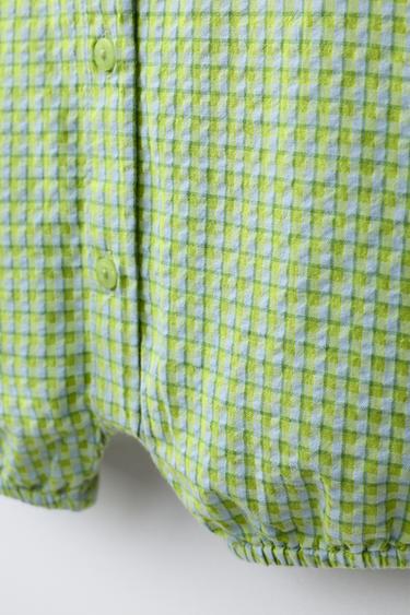 BODY TEXTURÉ À CARREAUX - Vert clair de Zara - Image 3