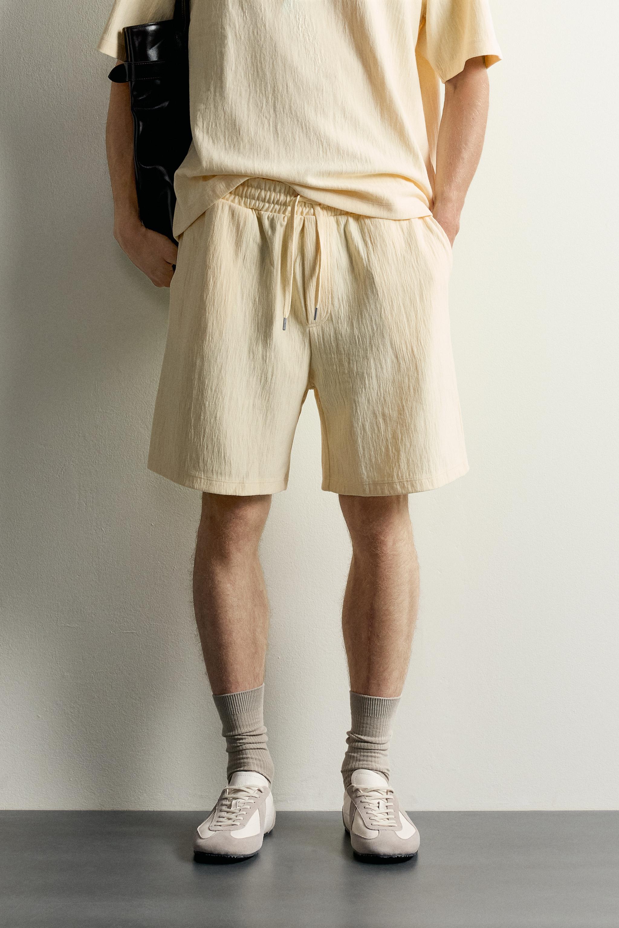 TEXTURED JOGGER SHORTS — Butter