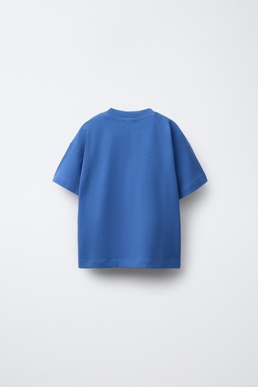 T-SHIRT MIT STICKEREI - Mittelblau von Zara