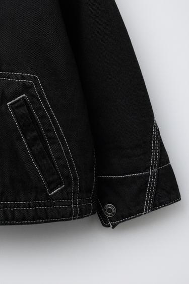 DENIM JACKET WITH FLEECE LINING - Black by Zara - Image 3