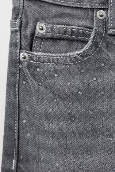 WIDE-LEG JEANS WITH RHINESTONES - Grey by Zara - Image 2