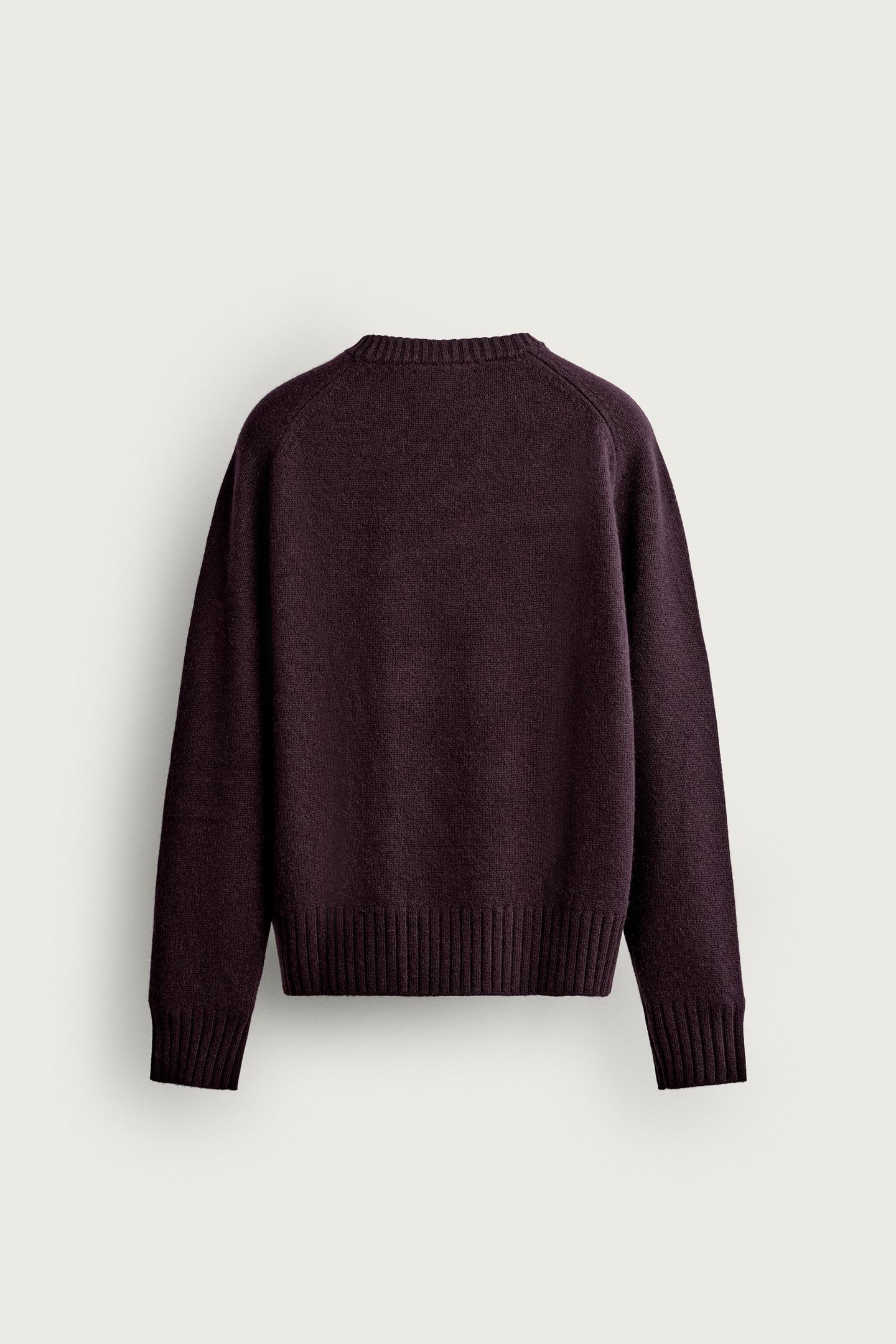Мужской свитер Zara 100% Cashmere Regular Fit Jumper, цвет: Сливовый — фото 7