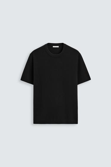 T-SHIRT EN MAILLE RELAXED FIT - Noir de Zara