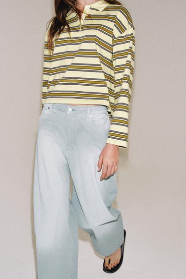 STRIPED LONG SLEEVE POLO SHIRT - Yellow by Zara