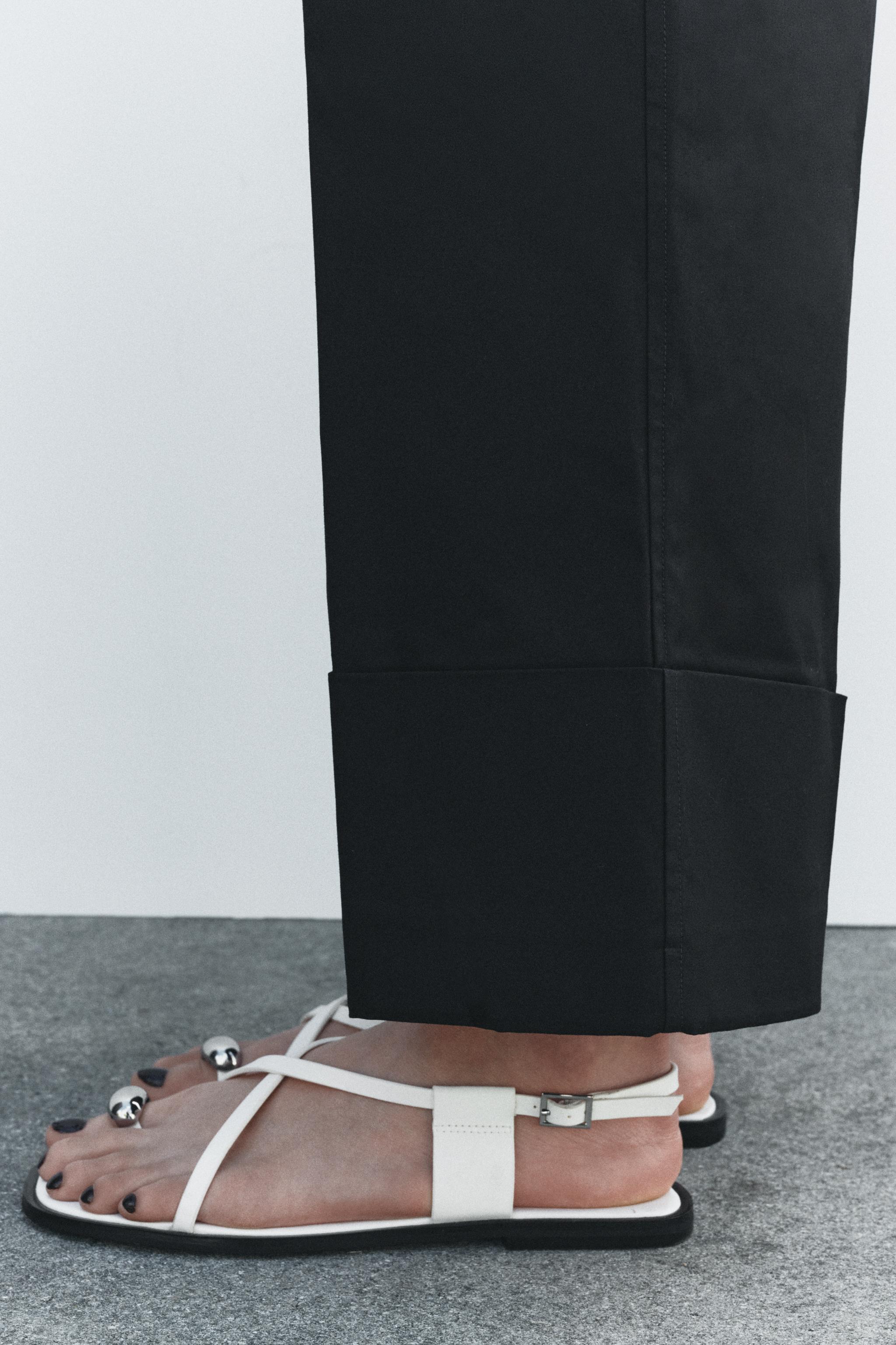 Sandals Sandalia Blanca Zara ZW COLLECTION CHINO TROUSERS Black