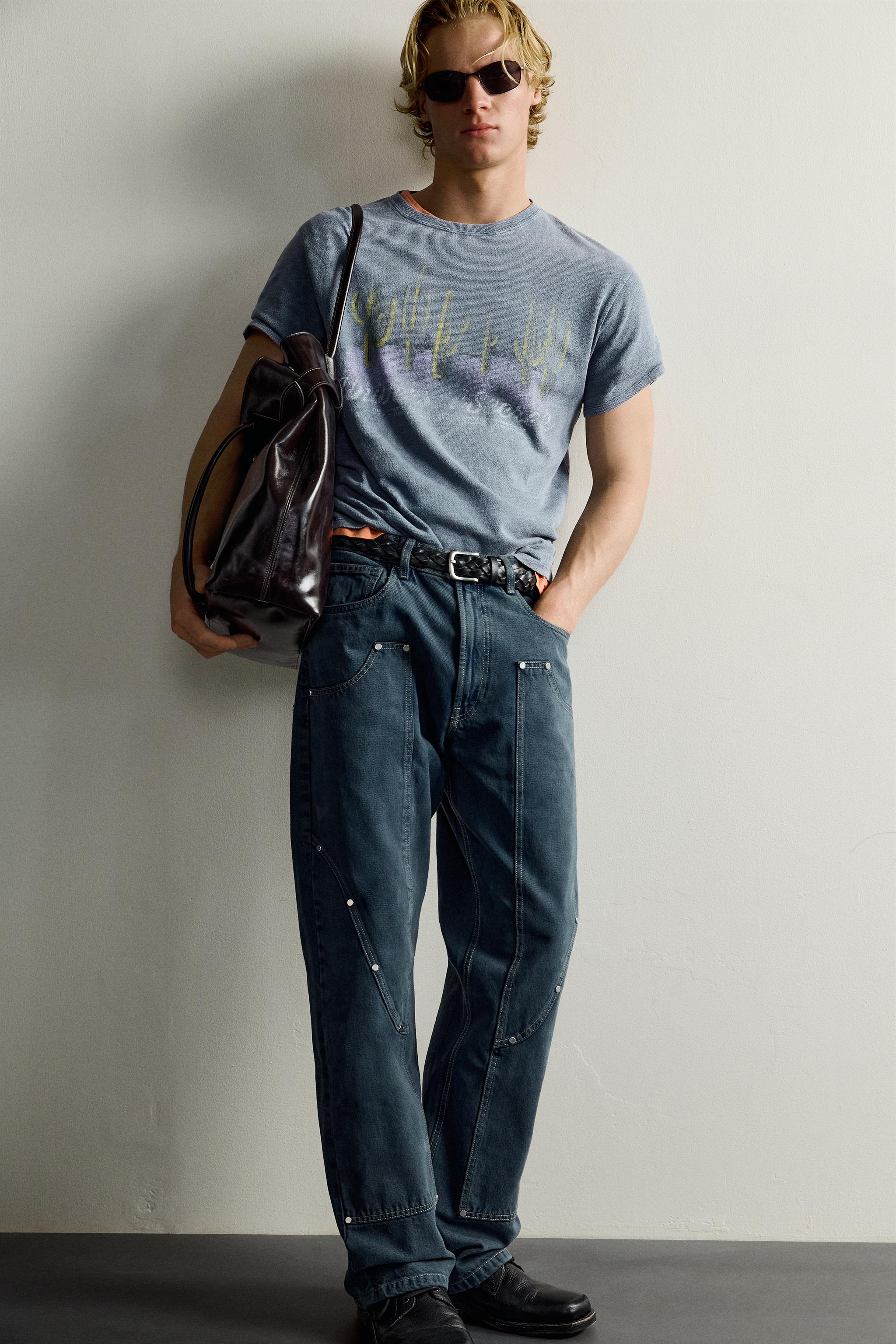 PRINTED WASHED KNIT T-SHIRT