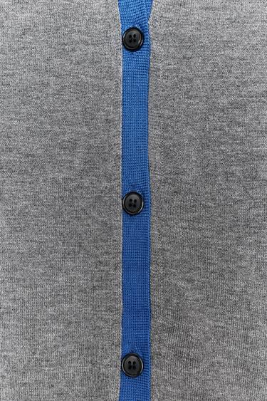 CONTRAST KNIT CARDIGAN - Grey by Zara - Image 5