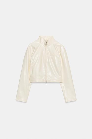 CHAQUETA EFECTO PIEL - Blanco roto de Zara - Imagen 0