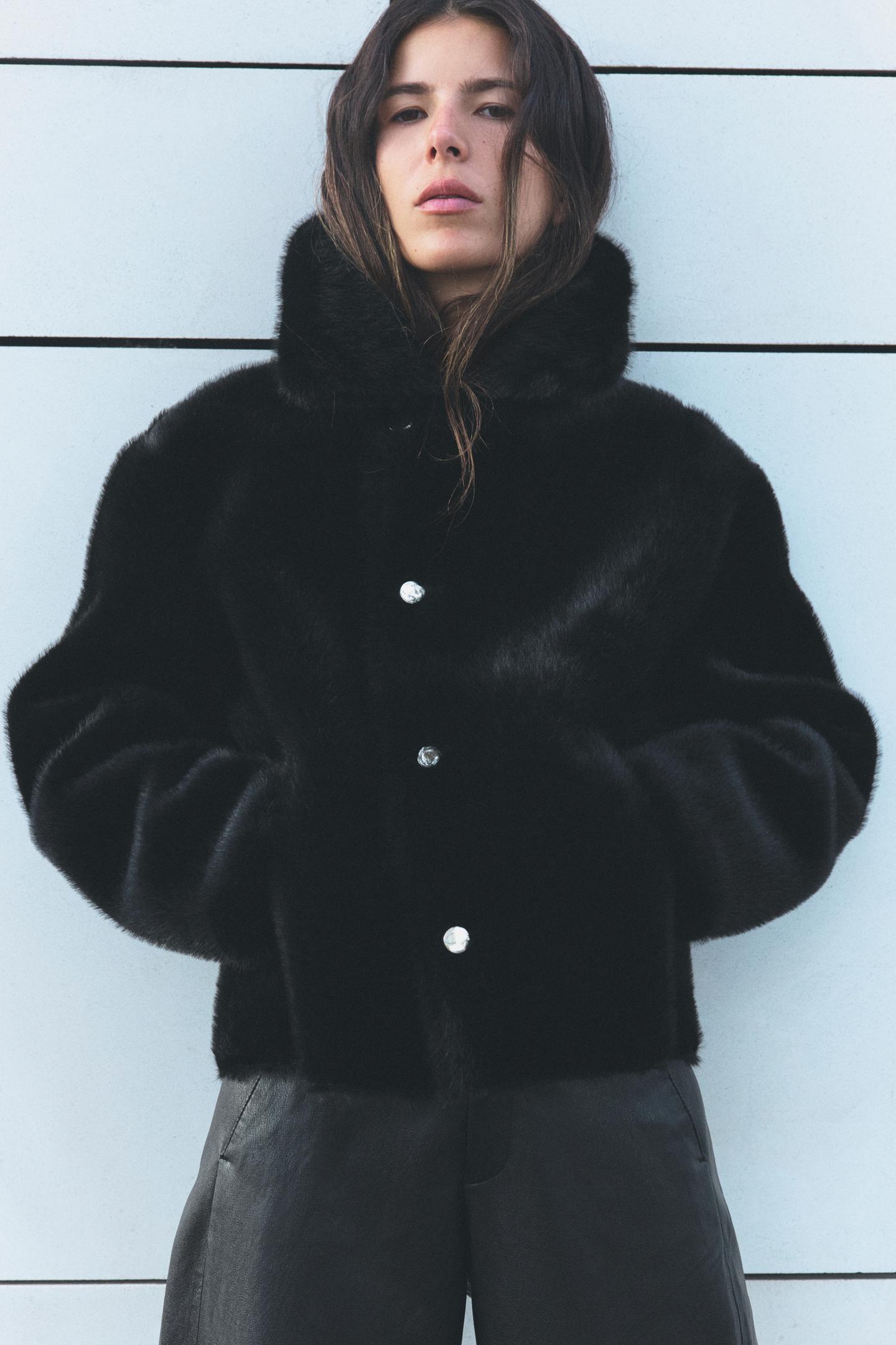Женская куртка Zara Reversible Double-Faced, цвет: Чёрный — фото 4