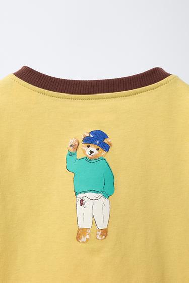 T-SHIRT WITH BEAR PRINT - Mid-yellow by Zara - Image 3