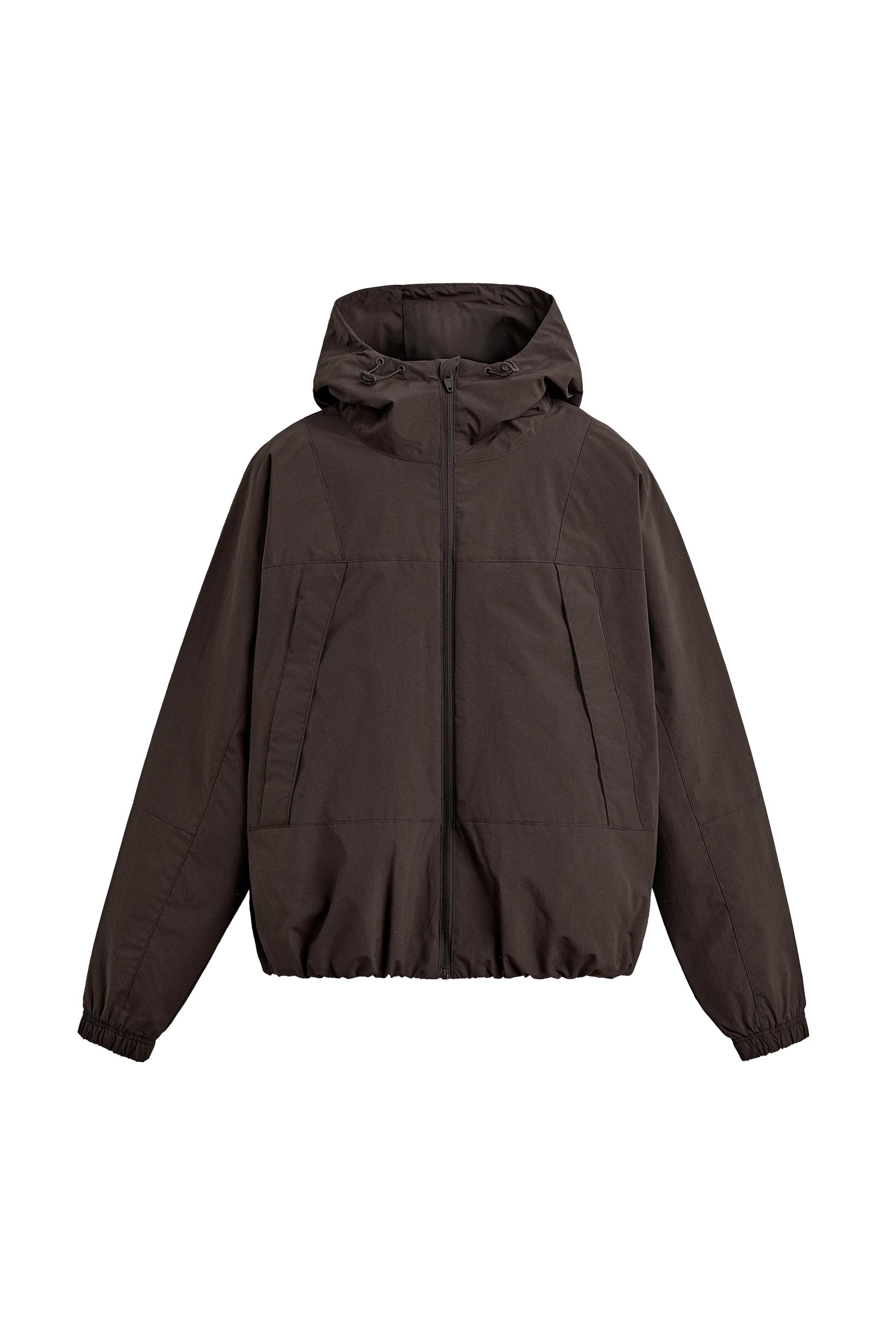 撥水加工入りテクニカルフリースコンビジャケット - ブラウン | ZARA 