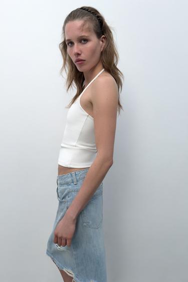 JUPE EN JEAN TRF DÉCHIRURES - Bleu clair de Zara - Image 2