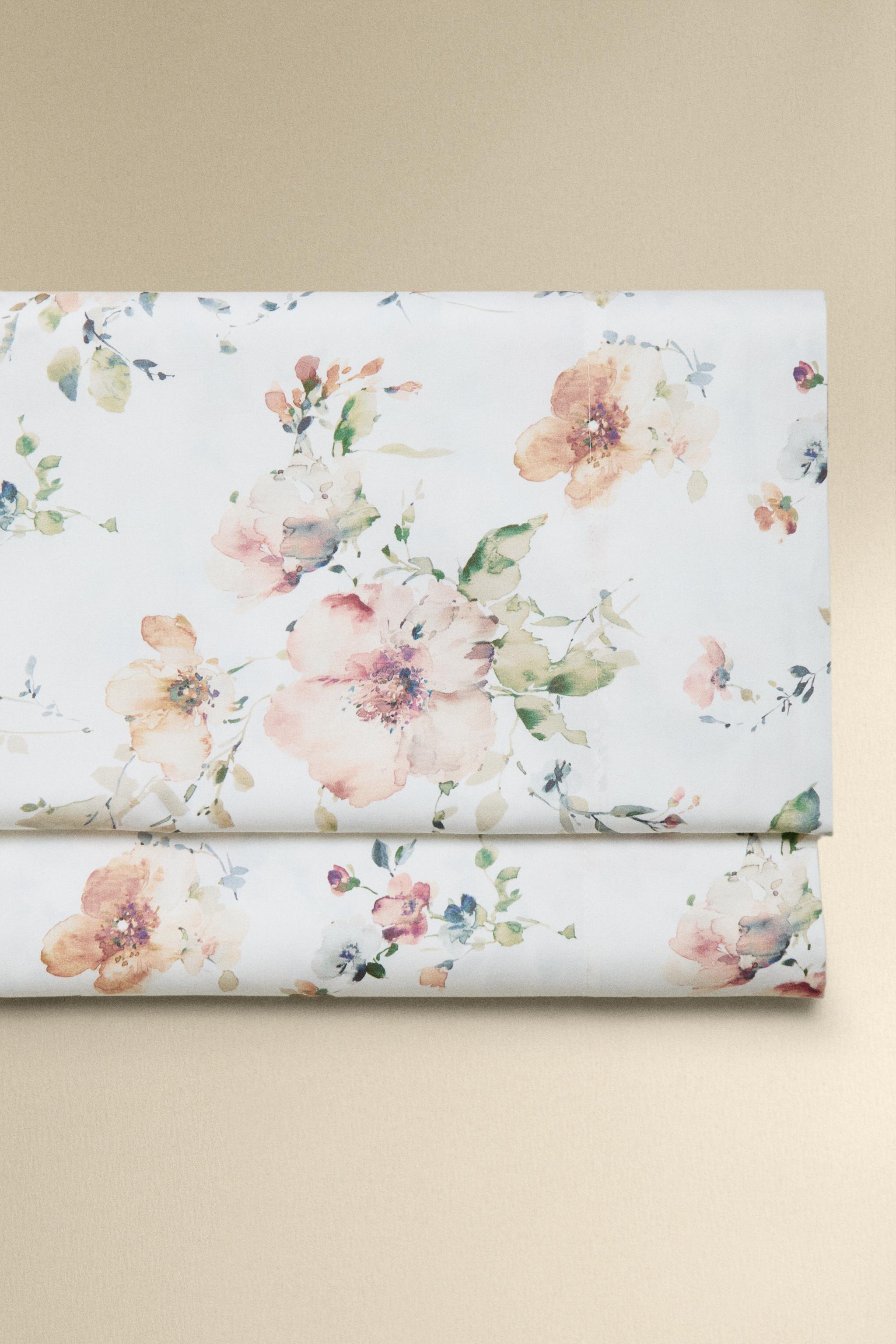 DRAP DE DESSUS SATIN FLEURS SAUVAGES (300 FILS)