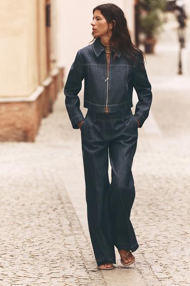 PANTALÓN PESPUNTES CONTRASTE - Índigo de Zara