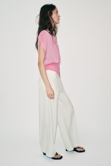 TOP BIMATIÈRE EN GEORGETTE - Rose de Zara - Image 2