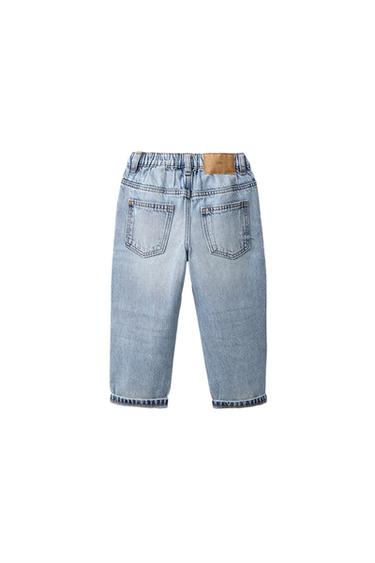 DISTRESSED STRAIGHT-LEG JEANS — Mid-blue 2