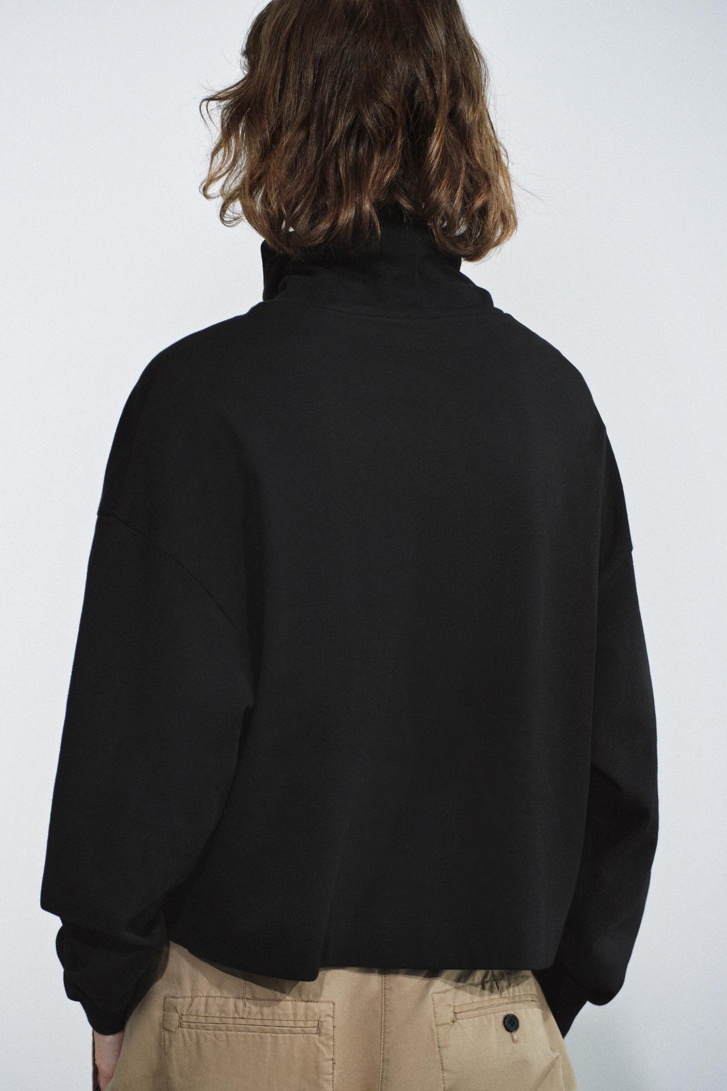 Женская футболка Zara Interlock High Neck, цвет: Чёрный — фото 3
