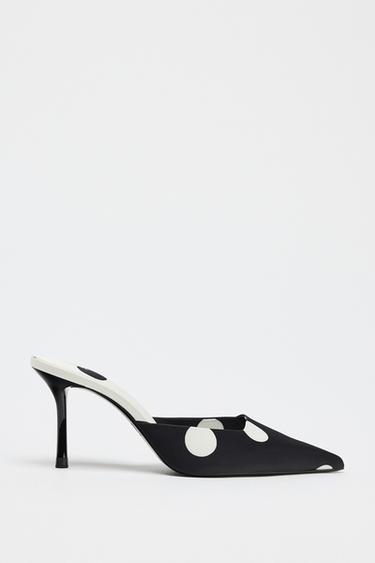 POLKA DOT SATIN-EFFECT SLINGBACK HIGH HEELS - Multicoloured by Zara