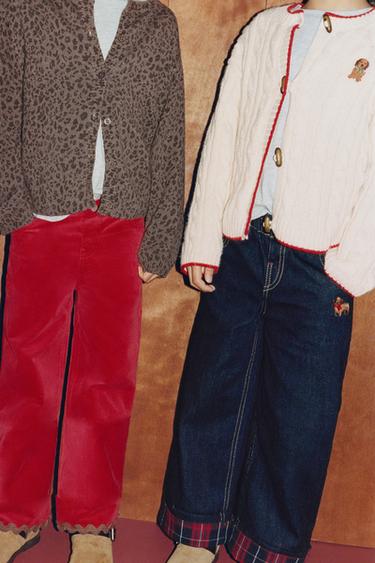 CABLE-KNIT CARDINGAN WITH DOG DETAIL - Mid-ecru by Zara