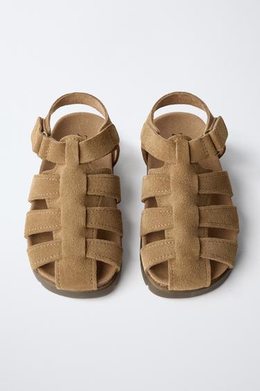 LEATHER BAREFOOT CAGE SANDALS - Dark tan by Zara - Image 4