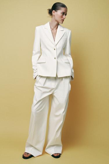 ZW COLLECTION DENIM BLAZER WITH BUTTONS - White by Zara - Image 5